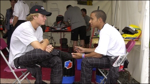 Lewis and Nico, team-mates and good buddies in a former karting life