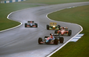 Rubens Barrichello leading the chasing pack