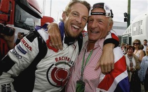 Celebrating Jenson's first F1 race win in Hungary 2006